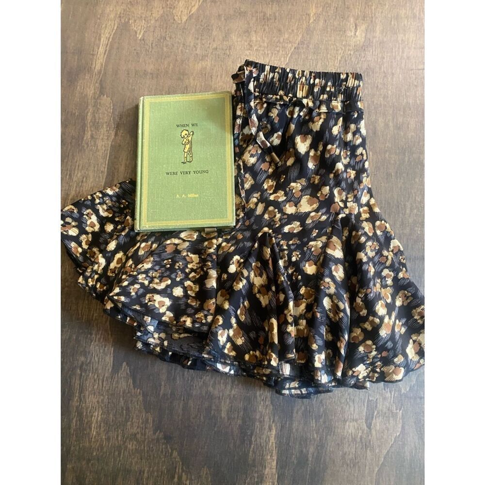Entro Black Floral Ruffle Mini Skirt